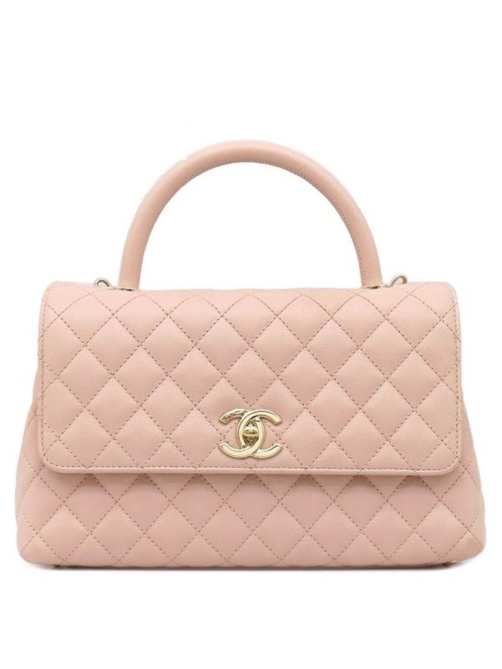 Chanel 2-Way Bag Coco Handle 29 Caviar Leather Pink Gold Top